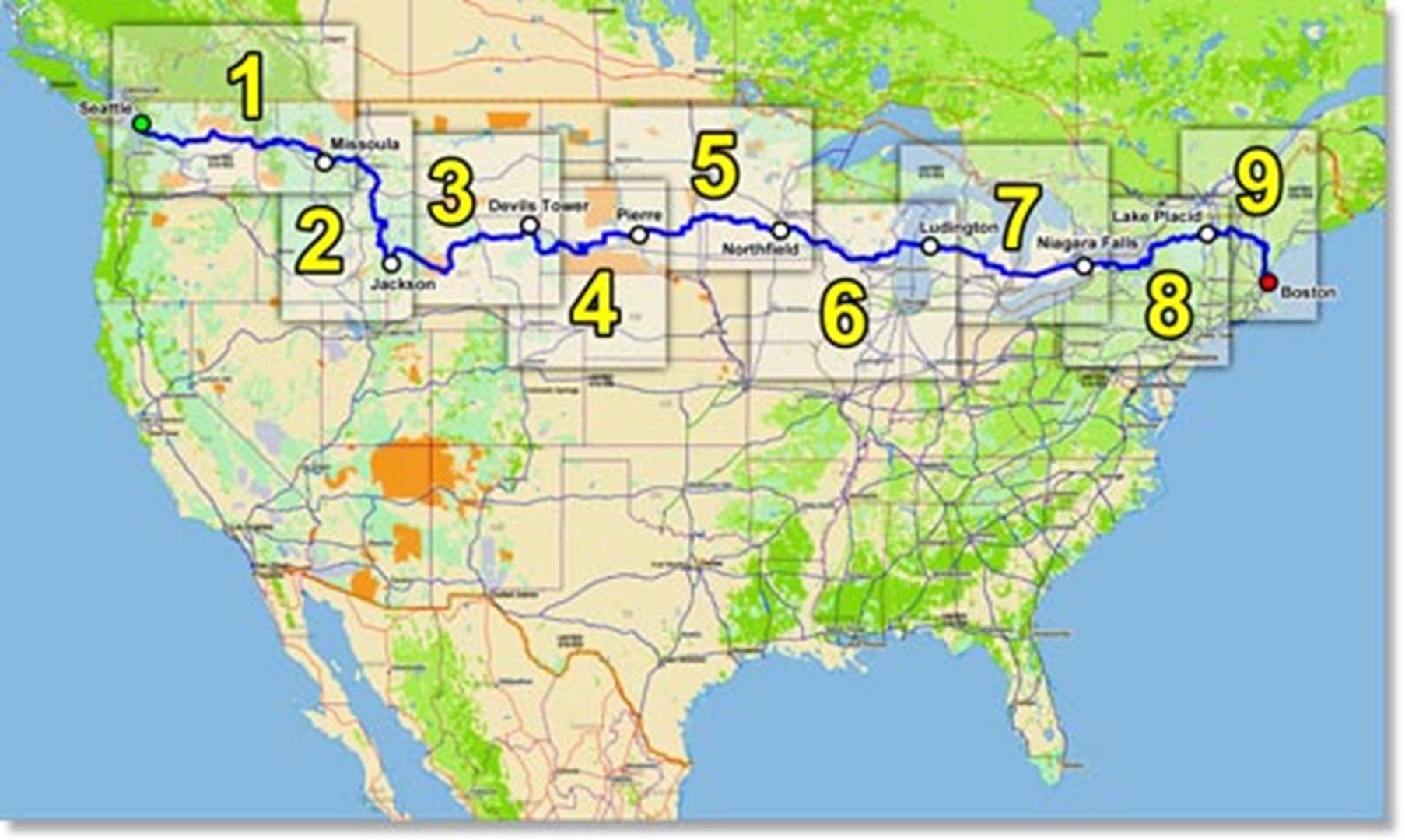 Bike Across America Routes Examples And Forms printable-road-trip-maps