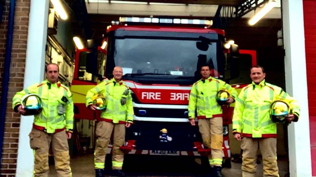 White Watch, Widnes Fire Station fundraising for The Darby Rimmer MND