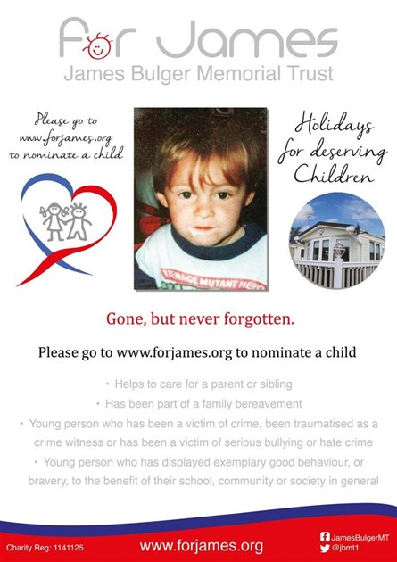 Cain Moran is fundraising for The James Bulger Memorial Trust.